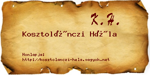 Kosztolánczi Héla névjegykártya